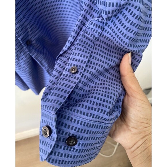 Tommy Bahama Island Modern Fit Blue Ombre Grid Silk Blend Button-Up Shirt Sz XXL - Picture 4 of 8